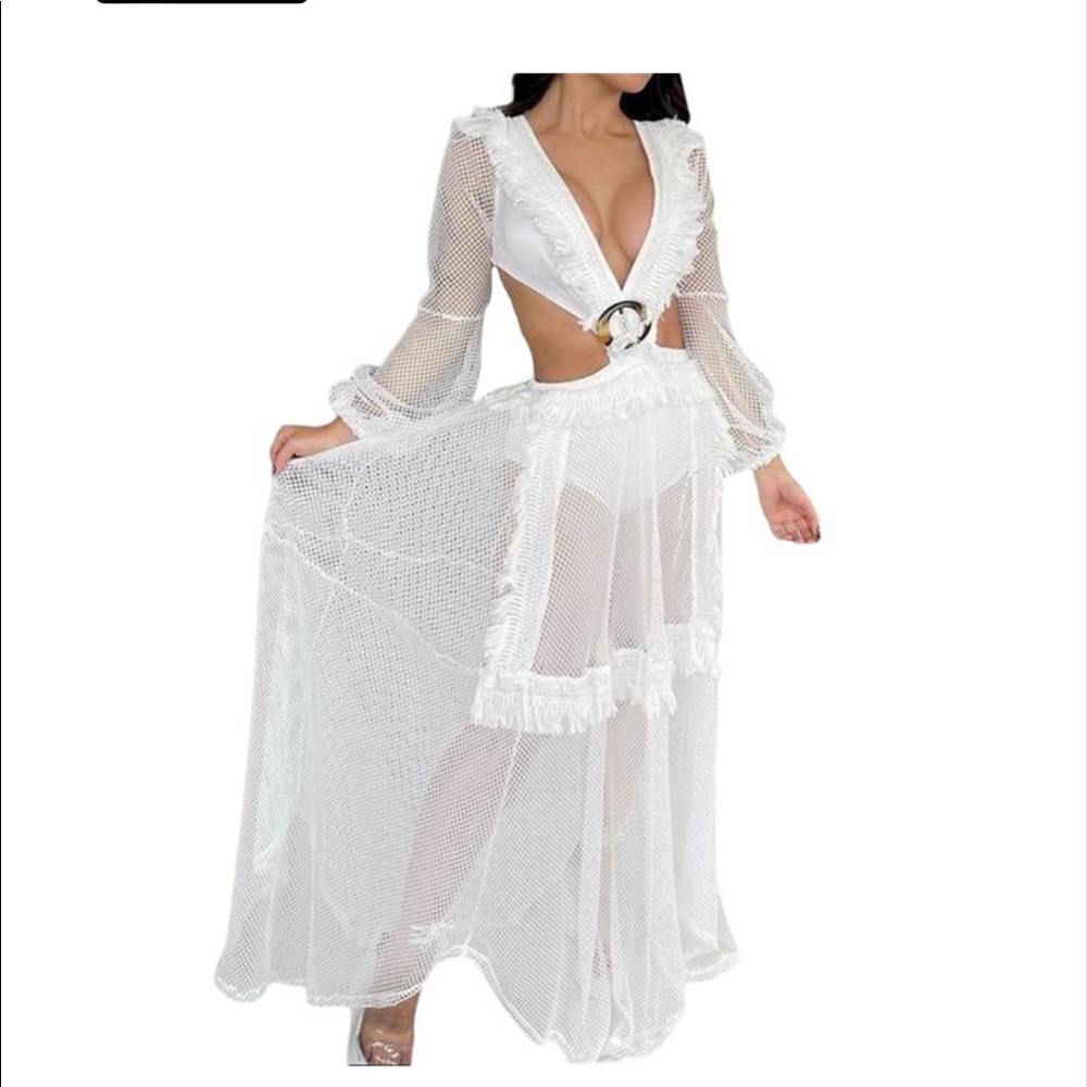 Long Deep V Cut Outs dress